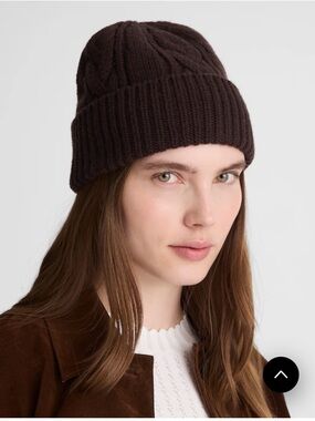 Madewell Cable-Detail Fold-Over Beanie — Dark Chocolate NWT